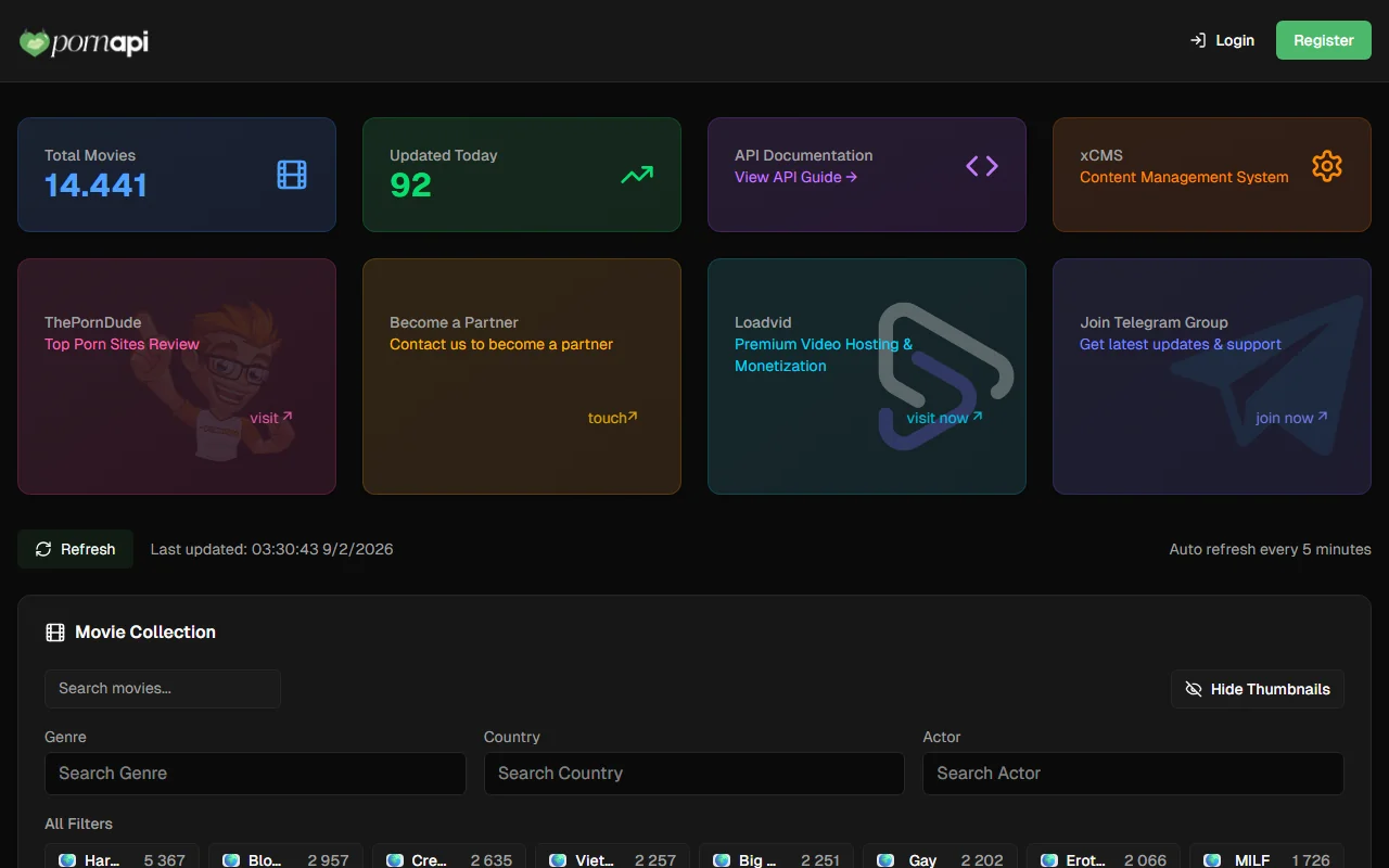 Screenshot: Pornapi Website Review Screenshot of Pornapi Website Review